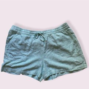 J Crew Linen Blend Draw String Mint Striped Shorts size XL